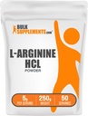 BulkSupplements.com L-Arginina HCl pulbere - Nitricoxid Supliment, Arginina pulbere - Nearomată & Gluten gratuit, 5g per Serving, 250g (8,8 oz) (Pachet de 1)