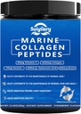Colagen Peptide pulbere pentru femei, Multi Marine Hidrolized pentru par sanatos, Piele, Nails cu acid hialuronic, Biotin, Vitamina C, 30 Serviri (10,6 OZ, căpșuni)