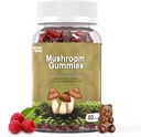 Mushroom Gummies 10 Blend - ciuperci cu Lions Mane, Chaga, Reishi, Cordyceps 2500mg, Suplimente cerebrale pentru memorie și concentrare
