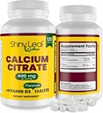 Shiny Leaf Calciu Minis 600 mg - Tablete zilnice de calciu Citrate 600 mg Plus Vitamina D3 pentru Bariatric Post-Op și Bypass gastric pentru femei și bărbați, ușor de înghițit, Made in USA, Vegetarian - 120 Ct.