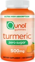Qunol Zero Sugar Turmeric Gummies, Gummy with 500mg Turmeric Curcumin, Joint Support Supplement, Ultra High Absorption Tumeric Curcumin, Vegetarian, Gluten Free, 120 Count