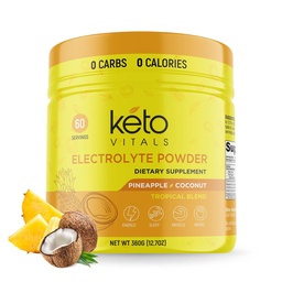 Keto Vitals Electrolits Pulbere - Zahar gratuit Keto Electroliti Pulbere cu potasiu, magneziu, sodiu, & Calciu - Nu zahar Electrolit bautura Mix & pulbere de hidratare, 60 Serviri, Ananas Nuca de cocos