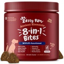 Zesty Paws Dog Multivitamine, Vitamine de câine masticabile și suplimente pentru Hip & Joints, Skin & Coat, Omega 3 ulei de pește pentru câini- Senior & Puppy Multivitamine - Bison- 90ct