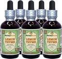 Cimbru de lămâie (Thymus x Citriodorus) Glicerite, Extract lichid organic uscat de plante aromatice fără alcool (Brand Name: HerbalTerra, Proudly Made in USA) 5x2 fl.oz (5x60 ml)