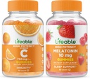 Vitamina C de viață 750mg + Melatonină 10mg, Gummie Bundle - mare Tasting, Supliment de vitamine, Gluten gratuit, OMG gratuit, Guma de mestecat