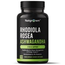 Natgrown Rhodiola Rosea cu capsule extract de rădăcină Ashwagandha - standardizate la 3% Rosavins și 1% Salidroside - 120 Conte