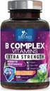 B Capsulele complexe de vitamine - cu vitamina B12 B6 B100 C Folat de biotină şi acid folic - Supliment pentru inimă, creier şi suport nervos - Super Complet B- Complex pentru suport imunitar şi energetic - 120 capsule
