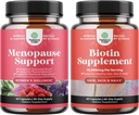 Bundle of Herbal Menopause Supliment pentru femei și 10000 mcg Biotin Pilulele pure pentru femei și bărbați - Perfect pentru echilibru estrogen - Stop pierderea parului Thinning Supliment natural