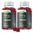 Viteey Prebiotic Fiber Gummies pentru adulţi, 5g - Gumă de mestecat şi soluţionare digestivă supliment de fibre - Zero zahăr adăugat, Vegan, Gluten-Free - 120 Conte