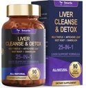 Ficat Cleanse Detoxifiere & Reparație 25-in-1 cu lapte Thistle, Dandelion Root,Beetroot, Extract de Anghinare pentru Sănătatea Ficatului Herb Suplimentul de suport pentru ficat Vitamine Zinc, Choline 90 Capsule Vegan