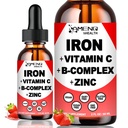 Supliment de fier lichid w/Vitamina C, A, B-complex, fier Vegan picaturi de mare potenta Vitamina lichida si Suplimente de fier pentru femei, barbati si copii -Suport de celule rosii din sange, energie, anemie si oboseala