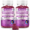2 Packs 2000mg Glucosamină Chondroitin Gummies, Extra Putere Glucosamină cu Chondroitin MSM & Turmeric, Supliment de sprijin comun, Suport imun antioxidant - 120 Gume