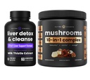 NutraChamps Detoxifiere hepatică și praf de ciuperci - Cogniție, Detoxifiere și Imunitate Bundle