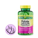 Generic Spring Valley Folate 1,333 mcg DFE, Acid folic 800 mcg, 400 comprimate - Supliment alimentar, Boost de sănătate pentru femei, suport metabolic și cardiac - Bundle with+ Autocolant Dri Store