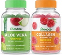 Aloe Vera vioi + Colagen & Biotin, Gummies Bundle - mare Tasting, Supliment de vitamine, Gluten gratuit, OMG-uri fără, Mestecabil
