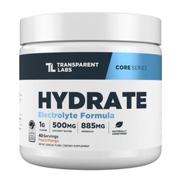 Labs transparent hidrata natural îndulcit Electroliti pulbere - praf de hidratare Electroliti cu apă de nucă de cocos, calciu, taurină, & Potasiu - 40 Serviri, Peach Mango