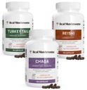 Reishi 415 capsule de longevitate (90ct), Turcia Tail Mushroom Extract de suport imunitar (90ct), Chaga Extract supliment de ciuperci (120 capace)