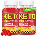 Keto ACV Gummies - 1500MG ACV Keto Gummies pentru femei Oțet de cidru de mere cu mama, Probiotice, Vitamine B6 B12 pentru digestiva Gut - Vegan & Non-GMO, 2 Pack