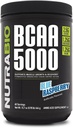 NutraBio BCAA 5000 pulbere - Vegan Fermentat BCAAs - Suporta crestere musculara lean, recuperare, rezistenta - 60 serviri - zmeura albastra
