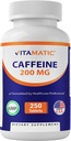Vitamatic Caffeine Pills 200mg per Serving, 250 Vegetarian Tablets