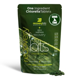 RECOVERYbits - Organic Chlorella Tablets - Plant-Base Algae Superfood - Clorofila - Perete de celule sparte - Energie - Sistem imunitar - Detox - Keto - Vegan - Non-GMO - Geanta mare - 1000 Comprimate