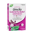 Natura's Way Cold+Flu Relief, Umcka, scurtează durata și reduce severitatea, Multi-Symptom Relief, Homeopatic, Fenilephrine Free, Non-Drowsy, Berry Flavored, 20 Tablete masticabile (Packaging May Vary)