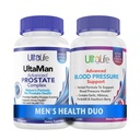 ULTALIFE Men's Health Duo - 2 Sticle - un Complex de suport pentru prostate cu Saw Palmetto & Beta Sitosterol & One High HIGH tensiunii arteriale cu Usturoi & Hawthorn Berry Capsule rapide pentru bărbați