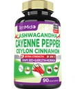 Cayenne Pepper Suplimente Capsule, 3 luni Aprovizionare & Ashwagandha, Ceylon Scorțișoară, Seminte de struguri, Querbetin, Moringa, Ginkgo Biloba - inima Wellness, promovează Digestive Health -90 Caps