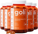 Supliment nutritional Goli, SuperFruts Beauty Gummy Vitamina - 300 Conte - Colagen-Promovare Ingrediente - Fructe mixte, Vegan, Plant-Based, Non-GMO, Gluten-Free & Gelatină gratuit