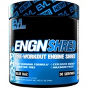 EVL Ultimate Pre Workout pulbere - Suport termogenic Fat Burn Preworkout Pulbere băutură pentru energie de durată Focus şi rezistenţă - ENGN Shred Intense Creatine Free Preworkout Drink Mix - Blue Raz