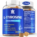 L Tyrosine Gummies 1100mg Mood Support Blend, cu Ashwagandha, L-Theanine, Vitamina B Complex B6, Folate(Vitamin B9), Focus & Memory, Cognition & Brain Function, Energy Boost, Stres Support, 2Pc/120ct