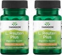 Swanson L. Reuteri Probiotic Plus w/L. Rhamnosus L. Acidophilus & FOS Prebiotic Digestive Support - Promotes Gut Health w/ 7 Billion CFU per Capsule - (30 Veggie Capsules) (2 Pack)