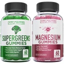 Supergreen & Magnesium Gummies - Magnesium Helps Muscles Recover, Delicious Supergreens with Spinach, Broccoli, Beetroot, Green Tea, & Acai for Immunity Support- 60 Gummies