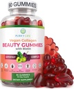 Purificați Life Vegan Colagen Gumries cu vitamine de biotin pentru piele de păr și unghii Sănătate, (90 Chews) Colagen Support Superfruit Complex cu Resveratrol, Vitamina A, E, C - Replace capsule, pastile