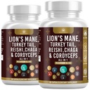 Supliment de ciuperci cu Coama Leului Turcia Coada Reishi Cordyceps Chaga Root Marshmallow - 120 Conte