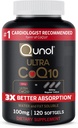 Qunol CoQ10 100mg Softgels, Qunol Ultra CoQ10 100mg, 3x O mai bună absorbţie, Antioxidant pentru Heart Health & Energy Production, Coenzima Q10 Vitamine şi Suplimente, 120 Conte (Pachet de 24)