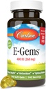 Carlson - E-Gems 400 UI (268 mg), Natural-Source Vitamina E, Optimal Wellness, 140 Soft Gels