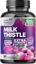Milk Thistle Supliment cu Silymarin Marianum & Dandelion Root Liver Health Support - 9:1 Extract de ficat Cleanse Detox & Reparație 1000mg echivalent - Nature's Milk Thistle Supplements - 60 capsule