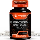Querbetin cu supliment de Bromelain - 1500 mg - Suport imunitar și capsule de sănătate cardiacă pentru bărbați și femei, Querbetin Suplimente ajută la susținerea sistemului respirator comun și sănătos - 120 Conte