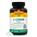 Country Life L-Lysine 500mg cu B-6, Sustine sanatatea imuna, Promoveaza reinnoirea colagenilor in buze si gura, 100 capsule Vegane, Certified Gluten Free, Certified Vegan