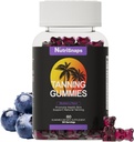 Tanning Gummies, Supliment Tanning pentru adulți Femeie & Bărbați, Gume de bronzat zilnic pentru sănătatea pielii și pigmentare, Non-GMO, Vegan, Aromă de afine, 60 Gume