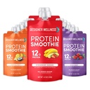 Designer Wellness Proteine Smoothie, fructe reale, 12g Proteine, carbohidrat scăzut, Zero Adăugat zahăr, Gluten-free, non-GMO, Fără culori artificiale sau arome, Variety Pack, 12 Conte