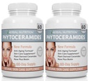 Fitoceramide Rice bazat cu Biotin Anti Aging Supliment, Remover riduri și hidratare facială cu fitoceramide Vitamina A, C, D și E, Două Pack flacon, 120 capsule 40mg, Gluten gratuit