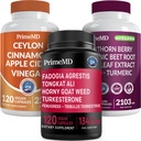 Ceylon Scorțișoară (1pk), Fadogia Tongkat Ali (1pk), și oxid de azot (1pk) Suplimentul Bundle - Vitamine potente pentru inimă, energie, Bărbat Well-Being, și suport imunitar - Non-GMO, Vegan, Gluten-Free