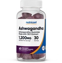 Nutricost Ashwagandha Gummies 1200mg Echivalent Per Serving (Aromat mixt Berry), 60 Gummies, 30 Servings
