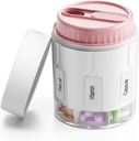 Daviky Pill Organizator, Organizator Supliment cu 7 Compartimente mari, Pilula de călătorie Dispenser rotund cutie de pastile cu două Lids (Pink