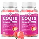 2 Pack CoQ10 Gumries 250mg, Plus Omega-3, Vitamina B3 & Zinc, Magneziu - Coenzime de înaltă absorbție Q10 Suplimente pentru sanatatea inimii, energie celulară, și suport antioxidant, 120 Conte