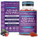 Ashwa ACV Pro Health - Sugar Free Apple Otegar Gumries cu Ashwagandha, Avansate Keto, Suplimente de relief pentru stres cu vitamina D, 1g carbohidrati Per Gummy Golo