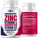 Zinc Querbetin 500 mg cu vitamina D și C suport imun antioxidant mare potențial Querbetin Zinc Supliment pentru bărbați și femei - Gluten, soia, & lactate gratuit - 60 Conte (Pachet de 1)