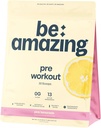BE AMAZING Pre Workout pulbere, Supliment Vegan cu 125mg Cafeina naturala, Ashwagandha și Adaptogens, Sugar Free Drink Mix pentru bărbați și femei, Gluten gratuit, Non OMG, Limonadă roz, 30 Serviri